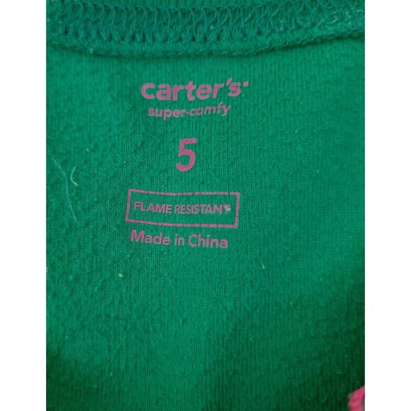 Carters Size 5 Panda Sweater Green Plaid Pants Pajamas Set of Two Christmas Fall - Picture 7 of 7